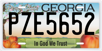 GA license plate PZE5652