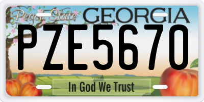 GA license plate PZE5670