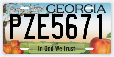 GA license plate PZE5671