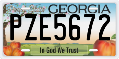 GA license plate PZE5672