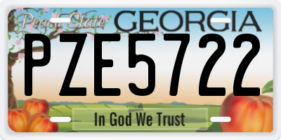 GA license plate PZE5722