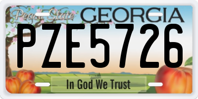 GA license plate PZE5726