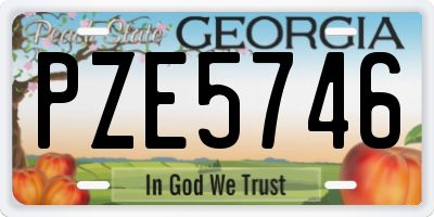 GA license plate PZE5746