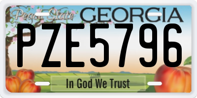 GA license plate PZE5796