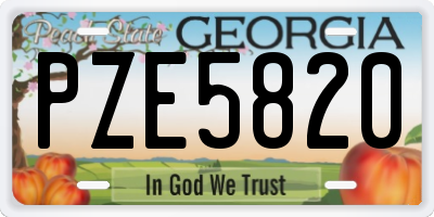 GA license plate PZE5820