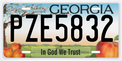 GA license plate PZE5832