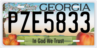 GA license plate PZE5833