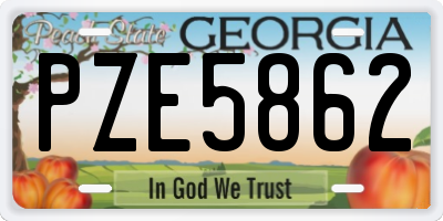 GA license plate PZE5862