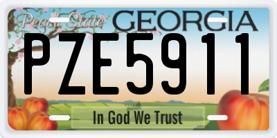 GA license plate PZE5911