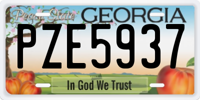 GA license plate PZE5937