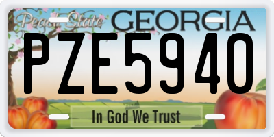 GA license plate PZE5940
