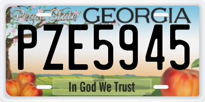 GA license plate PZE5945