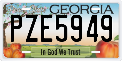 GA license plate PZE5949