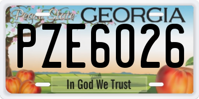 GA license plate PZE6026