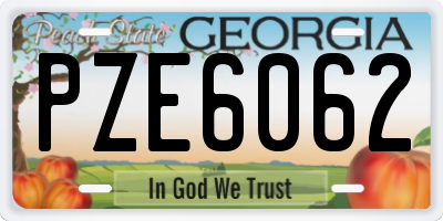 GA license plate PZE6062