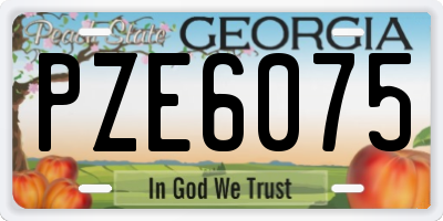 GA license plate PZE6075