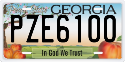 GA license plate PZE6100
