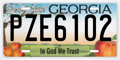GA license plate PZE6102