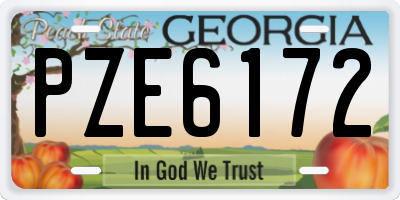 GA license plate PZE6172