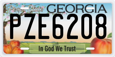 GA license plate PZE6208