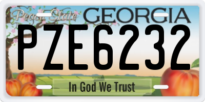 GA license plate PZE6232