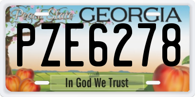GA license plate PZE6278