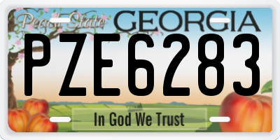 GA license plate PZE6283