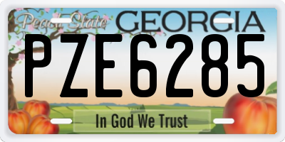 GA license plate PZE6285