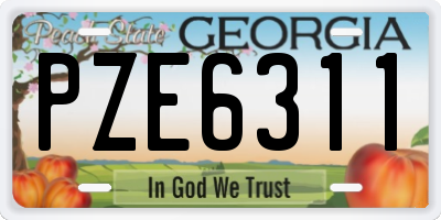 GA license plate PZE6311