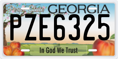 GA license plate PZE6325