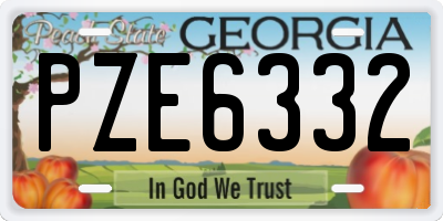 GA license plate PZE6332