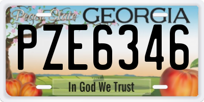 GA license plate PZE6346