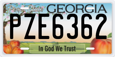 GA license plate PZE6362