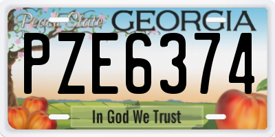 GA license plate PZE6374