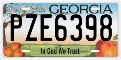 GA license plate PZE6398