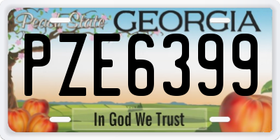 GA license plate PZE6399