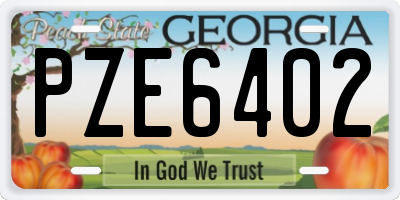 GA license plate PZE6402