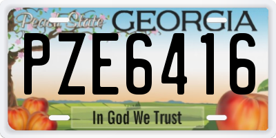 GA license plate PZE6416