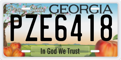 GA license plate PZE6418