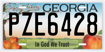 GA license plate PZE6428