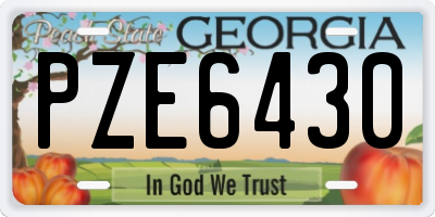 GA license plate PZE6430