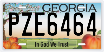 GA license plate PZE6464