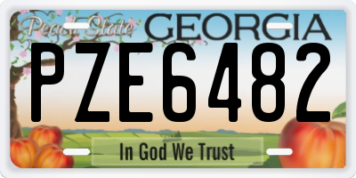 GA license plate PZE6482