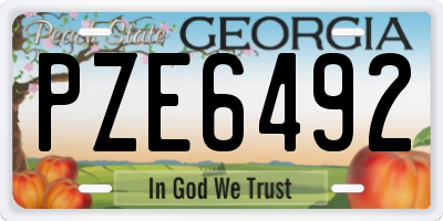 GA license plate PZE6492