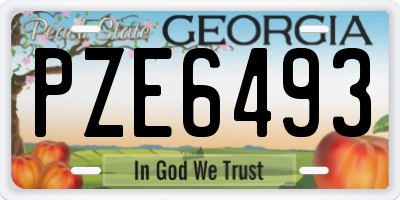 GA license plate PZE6493