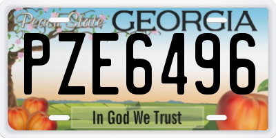 GA license plate PZE6496