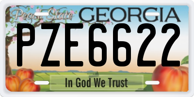 GA license plate PZE6622