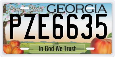 GA license plate PZE6635