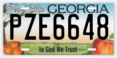 GA license plate PZE6648