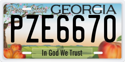 GA license plate PZE6670